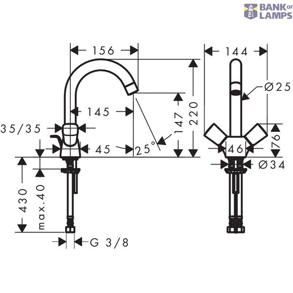 Logis 2-handle basin mixer with pop-up, chrome image 1