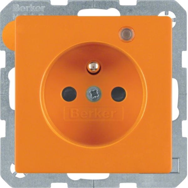 Front 2P+PE socket with LED, Q.1/Q.3 orange, velvet image 1