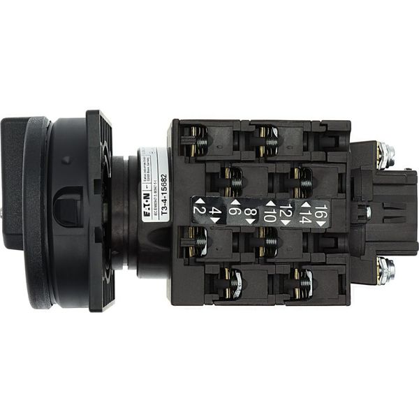T3-4-15682/EA/SVB-SW Main switch, T3, 32 A, flush mounting, 4 contact unit(s), 6 pole, 1 N/O, 1 N/C, STOP function, With black rotary handle and locking ring, Lockable in image 32