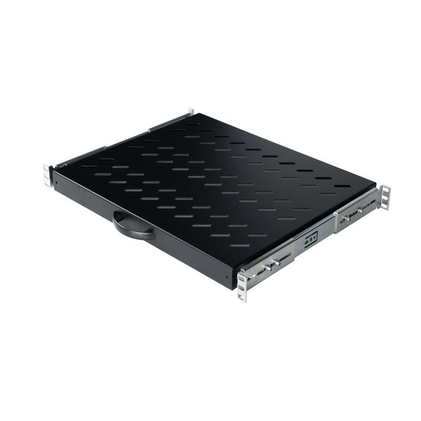 19" Shelf sliding, 1U, 30kg Load, D=370, black image 1