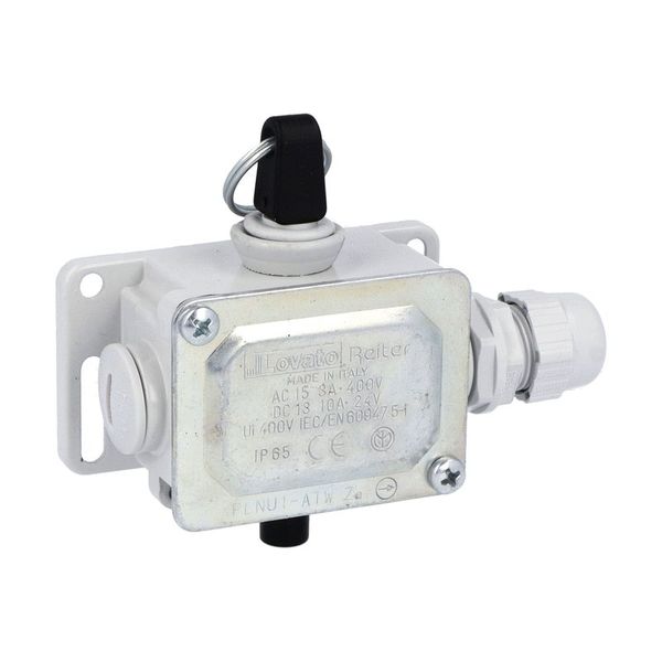 Rope-pull lever limit switch for normal stopping, without RESET button. Contacts 1NO+1NC. IP65. 10N operating force image 1