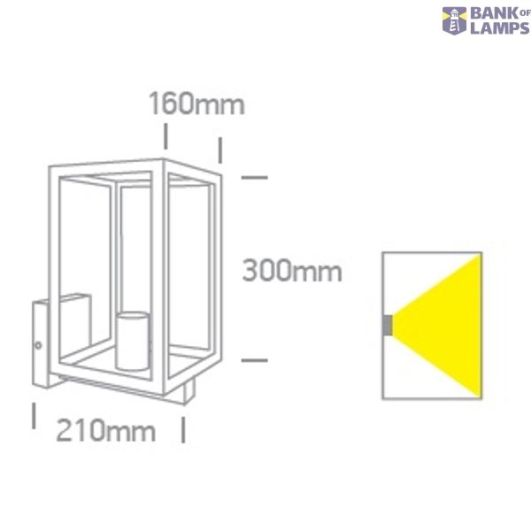 BLACK WALL LIGHT 12W E27 IP43 image 2