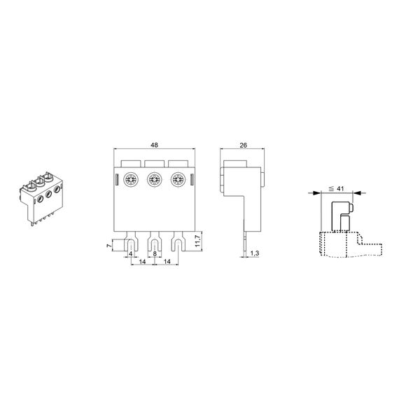 3-pole infeed terminal for BE5, cover can be mounted (The price is shown without markup on metals. Request a quote for accurate information) image 2