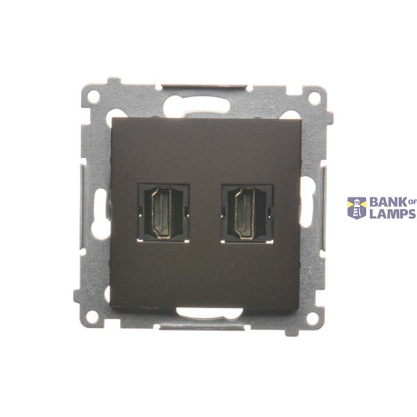 HDMI double socket, Bronze matt, metalic image 1