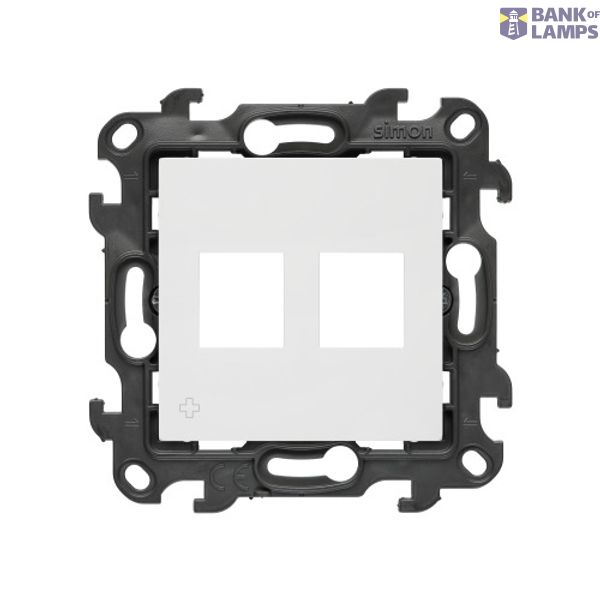 Double Keystone flat IT/telephone socket cover, (cover), Simon 24, IP20/IP44, antibacterial white image 1