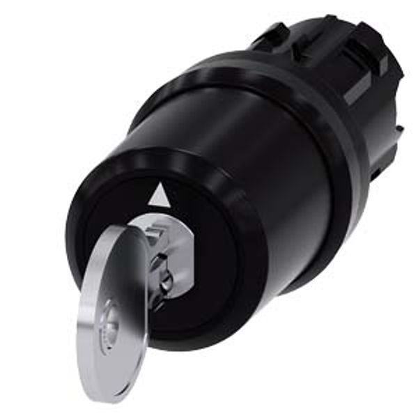 Key-operated switch Siemens, B, 22 mm, round, plastic, key removal I+II image 1