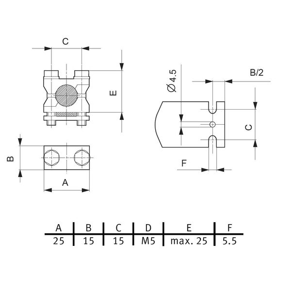 Prism clamp for aluminium and copper conductor size 00 (The price is shown without markup on metals. Request a quote for accurate information) image 2