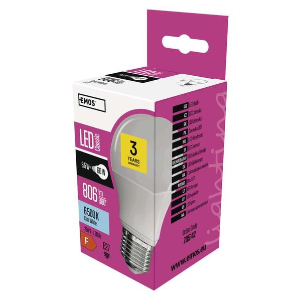 LED bulb Classic A60 / E27 / 8.5 W (60 W) / 806 lm / cold white image 1
