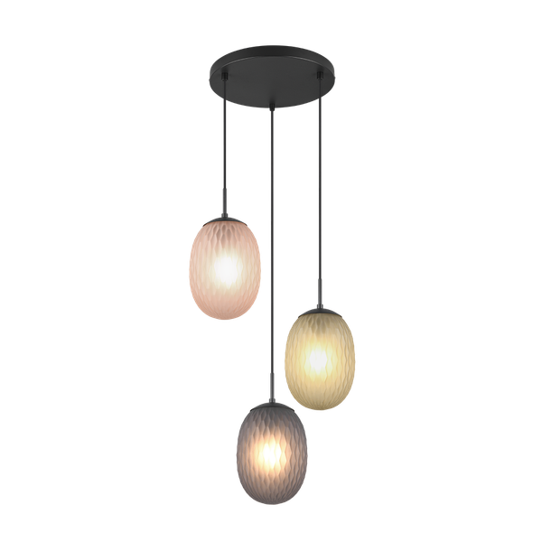 Facette pendant 3-pc E27 matt black/multicolor image 1