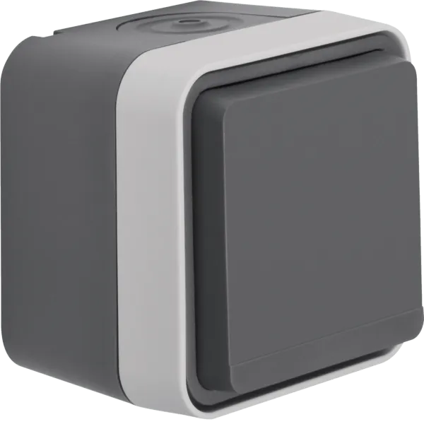 Socket with ground pin and child lock, complete, IP 55, Berker W.1, vol. gray, matte image 1