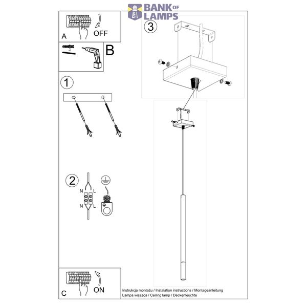 HANGING LAMP MOSAIC 1 BLACK/CHROME G9 1X40W IP20 image 5