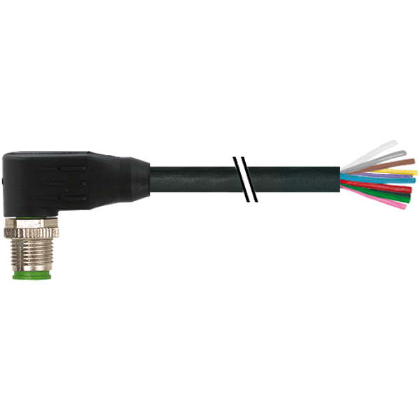 M12 male 90° A-cod. with cable PVC 12x0.14 bk UL/CSA 25m image 1