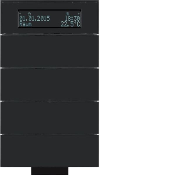 B.IQ IR Push Button with Thermostat, 4-Gang, Glass Black image 1