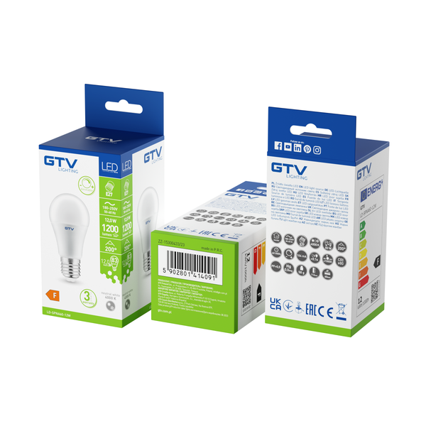 LED Bulb E27, A60, 12 W, 1200 lm, 4000K, AC180-250V, 200°, dimmable image 2