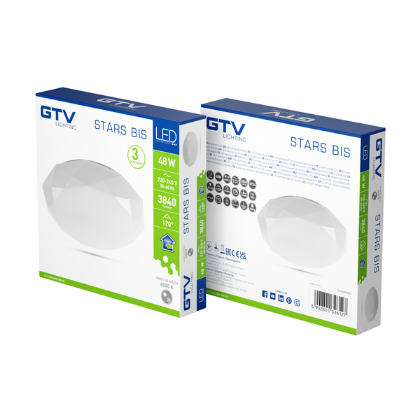 LED luminaire STARS BIS, 48 W, 3840 lm, 4000K, AC180-250V, PF>0.9, IP54, Ø480 mm image 3