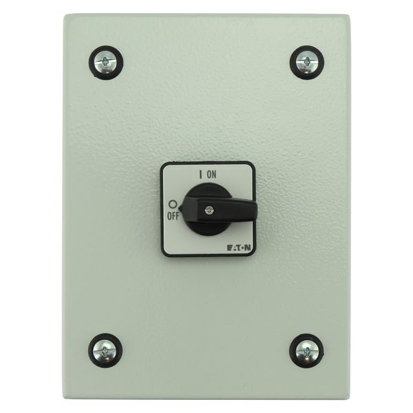 On-Off switch, P1, 40 A, 3 pole + N, surface mounting, with black thumb grip and front plate, in steel enclosure image 12