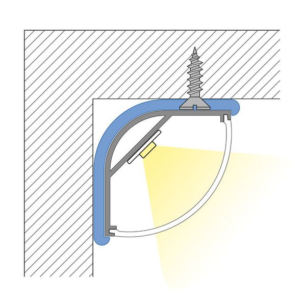 Corner aluminum profile RL, 30x30 mm, White diffuser, complete, 2 m image 1