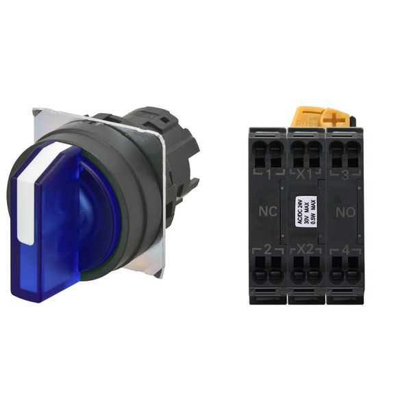 Selector A22NW Ã˜22, 3 position, Lighted, bezel PLASTIC, AUTO RESET ON A2246348F image 1