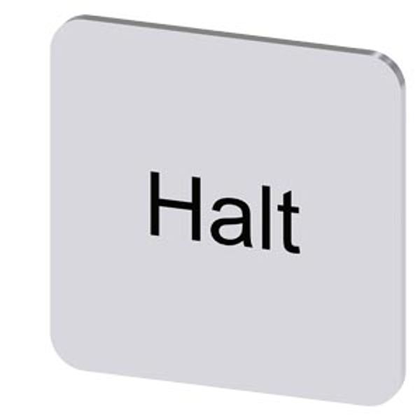 Labeling plate 22x22 mm, silver-colored label, labeling: Halt image 1