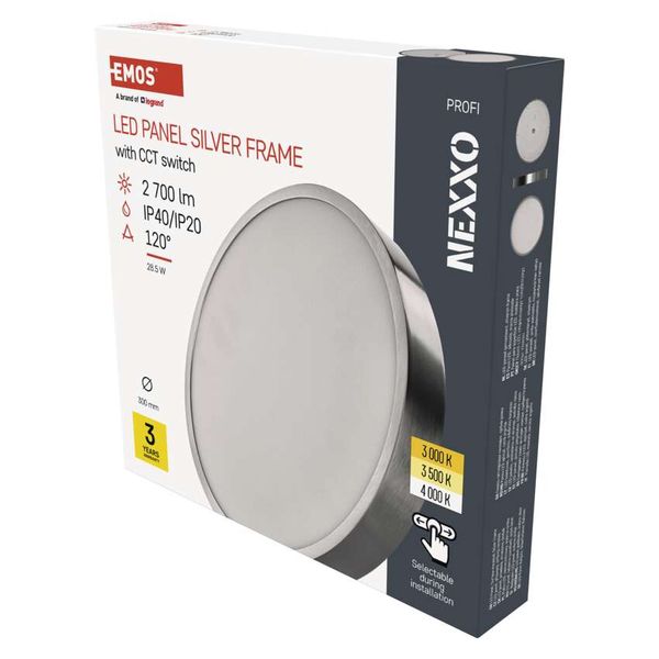 LED surface luminaire NEXXO, round, silver, 28.5W, with change CCT image 1