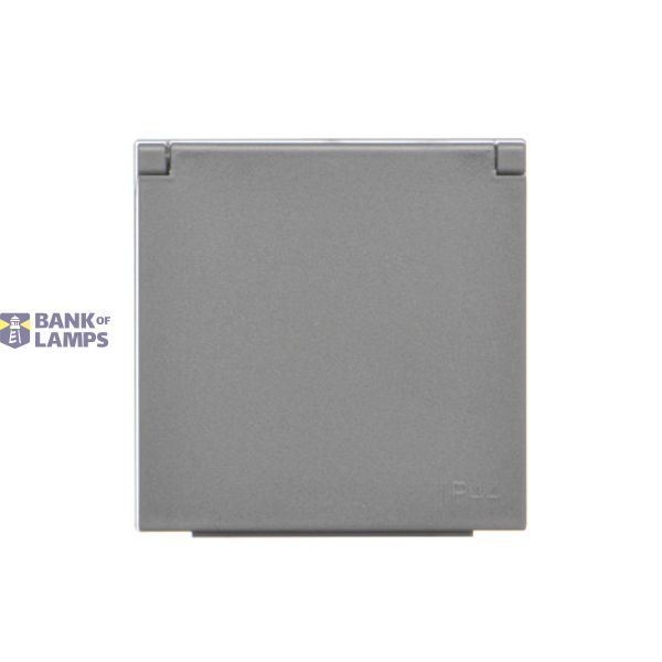 Cover for single socket outlet with earthing IP44 - same color flap & cover, graphite mat image 1