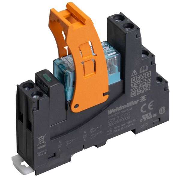 CUBESERIES, Number of contacts: 1,  CO contact AgNi, Rated control voltage: 24 V DC +10 % / -20 %, Continuous current: 16 A, Screw connection, Test button available: No image 1