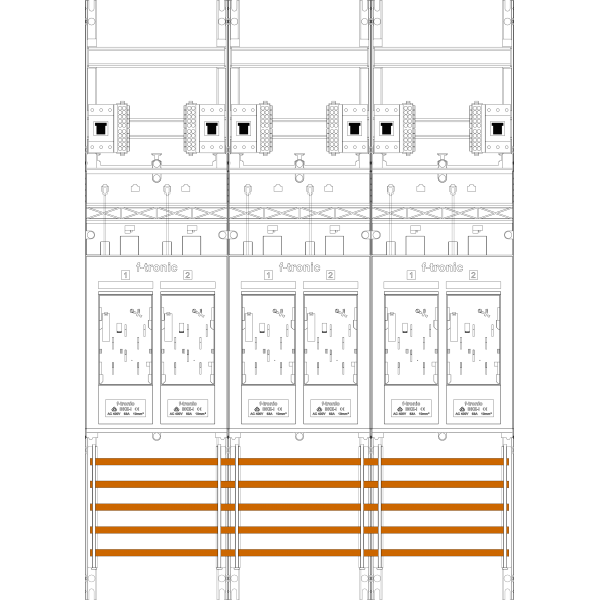 Meter panel E316DS-HSP, H=1050mm, 3-field, 6-eHZ with DS, 6 HSP (E316DS-HSP) image 1