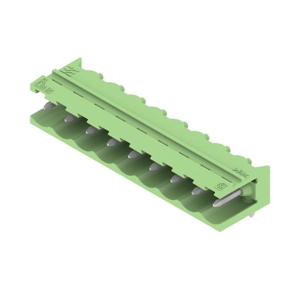 PCB plug-in connector, male header, open side, THT solder connection, 5.08 mm, Number of poles: 9, 90°, Solder pin length (l): 3.2 mm, tinned, Pale green, Box image 4