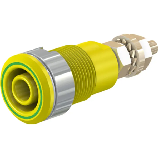 4 mm socket, screw connection, mounting Ø 12.2 mm, CAT III, yellow/green, 23.3020-20 image 1