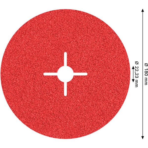 R780 fibre sanding disc, Best for Metal + Inox 180 x 22.23 mm, G36 image 2