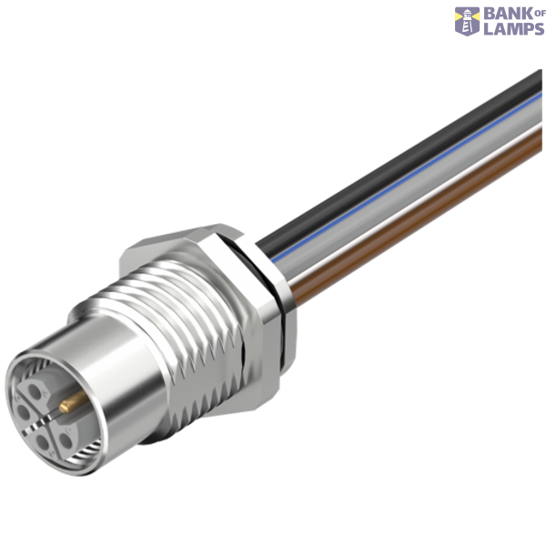 M12 Power L-cod. 5pol. female recept. rear mount wires PUR 5x1.5 3m image 2