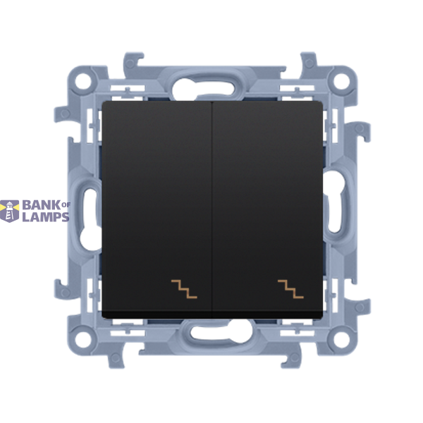 Double two-way switch, 10AX, black matt image 1