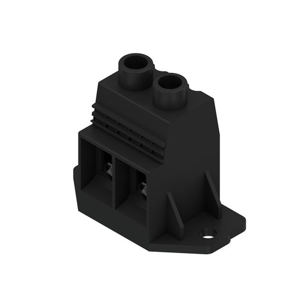 Printed circuit board terminals, 15.00 mm, Number of poles: 2, 90°, Solder pin length (l): 4.5 mm, tinned, black, Clamping yoke connection, Clamping range, max. : 50 mm², Box image 2