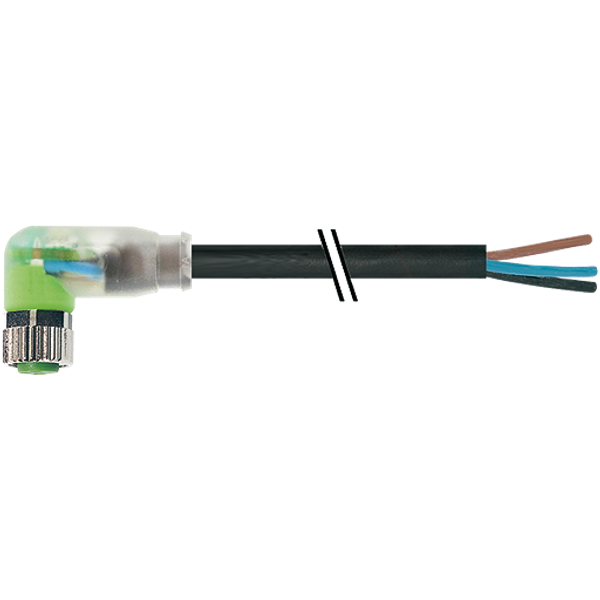 M8 female 90° A-cod. with cable LED PUR 4x0.34 bk UL/CSA+robot+drag ch image 1