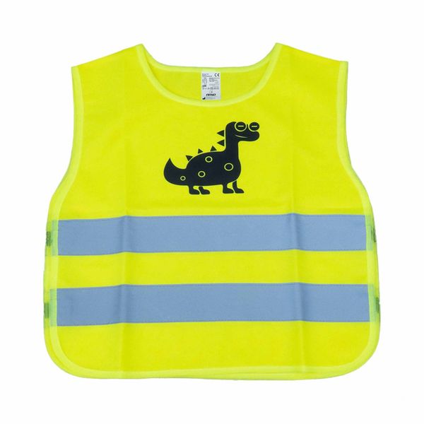 Safety vest for kids yellow with certyficate DINOSAUR AMIO-03936 image 1