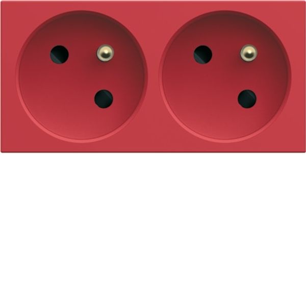 Dble socket trunk gallery 2P+E 16A red image 1