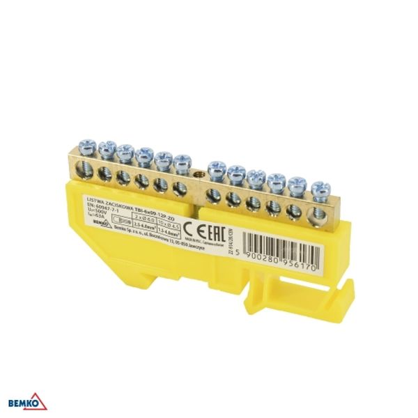DIN RAIL TERMINAL BLOCK 6x9 YELLOW image 1