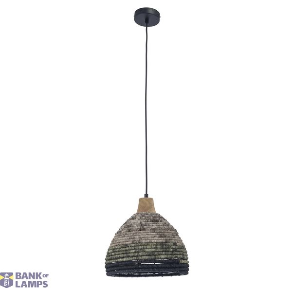 DE-0202-NAT Pendant IP20 Korg E27 15 Light wood Black image 1
