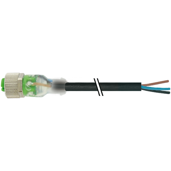 M12 female 0° A-cod. with cable LED PUR 4x0.34 bk UL/CSA+robot 7.5m image 1