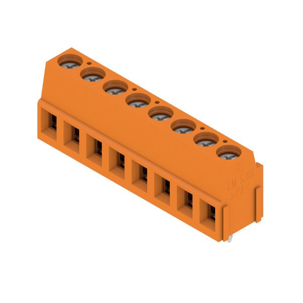 Printed circuit board terminals, 5.08 mm, Number of poles: 8, 90°, Solder pin length (l): 3.5 mm, tinned, orange, Clamping yoke connection, Clamping range, max. : 2.5 mm², Box image 4