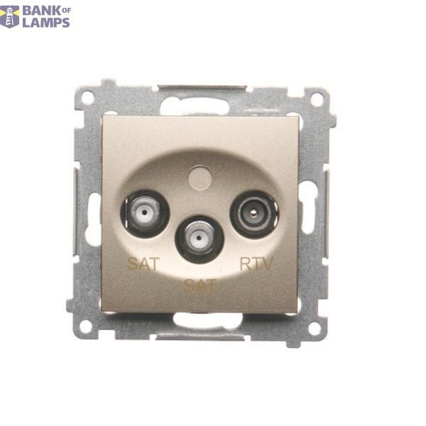 SAT-SAT-RTV double aerial socket, atten.: 1dB, Gold matt, metalic image 1