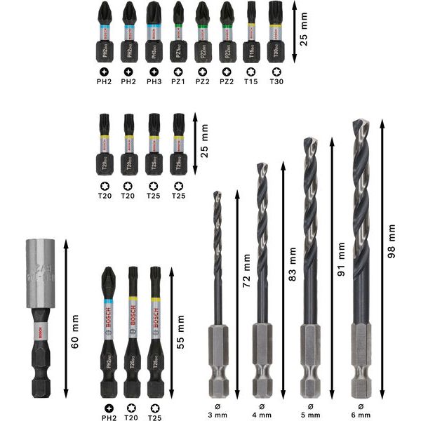PRO Impact Screwdriving and Metal Drilling Mixed Set, 20 pcs image 2
