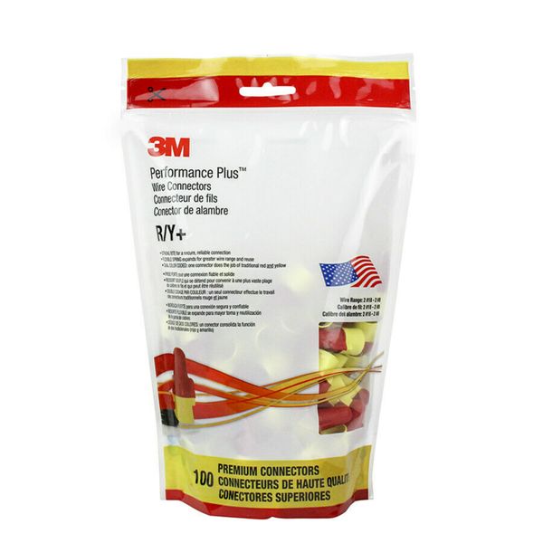 3M™ Wire Connectors, R/Y+POUCH, 100 per bag, 1000 per case image 2