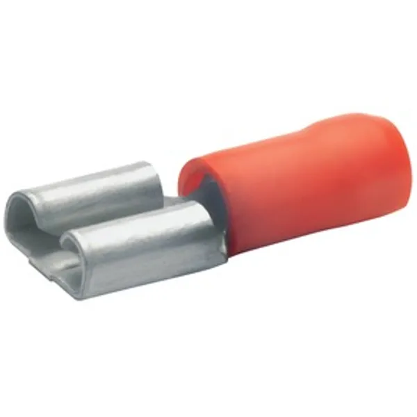 Insulated flat plug sleeve, 6.3 x 0.8 mm, 0.5 to 1.0 mm², AWG 20 to 18, bronze, tin-plated, red, 720BZ image 1