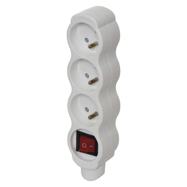 Power Strip without cable 3 sockets with switch, white image 1