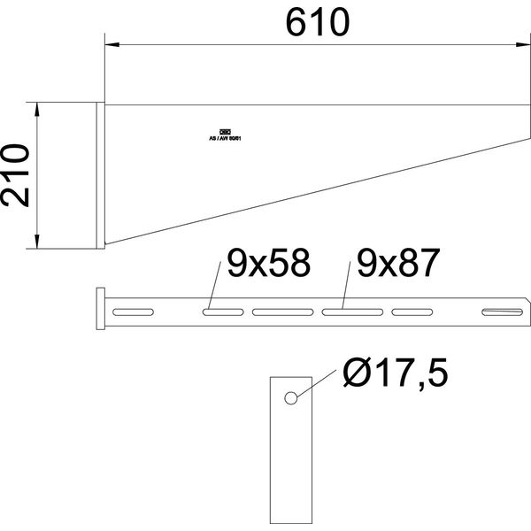 AW 80 61 FT Wall bracket with welded head plate B610mm image 2