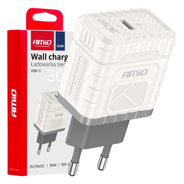 Wall charger Quick Charge GaN PD 30W USB-C AMIO-04285 image 1