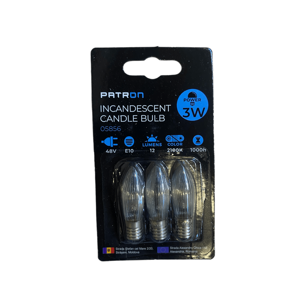 Incandescent Candle Bulb 3W E10 C6 48V Clear image 1