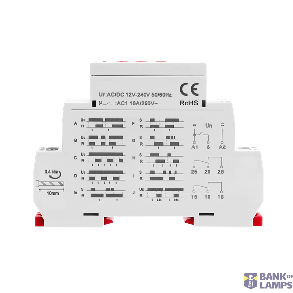 Multifunction Time Relay, 10 Functions, AC/DC 12–240V, 2×SPDT image 2