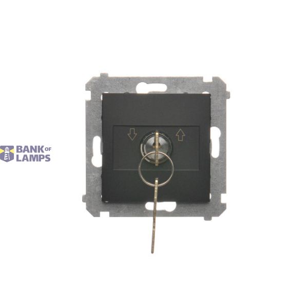 Roller blind momentary switch with key, 5A, black matt image 1